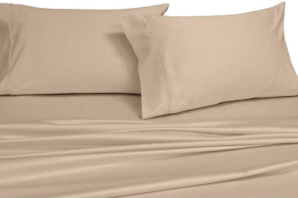 Royal Hotel Bedding Solid Tan 600-Thread-Count 4pc California-King Unattached-Waterbed Sheet Set 100-Percent Cotton, Sateen Solid, Deep Pocket