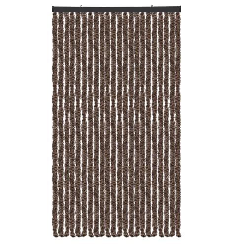 Arsvita Flauschvorhang Türvorhang (90x200 cm) in Meliert Beige-Braun als Insektenschutz für Balkon Terrasse oder Wohnmobil Wohnwagen Pavillon