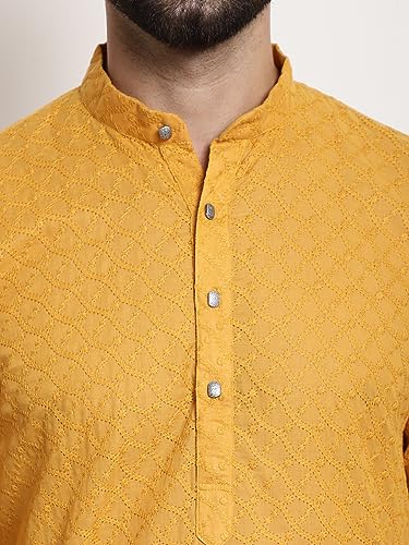 Kurta de algodón Sojanya con bordado tradicional indio elegante para hombre 6