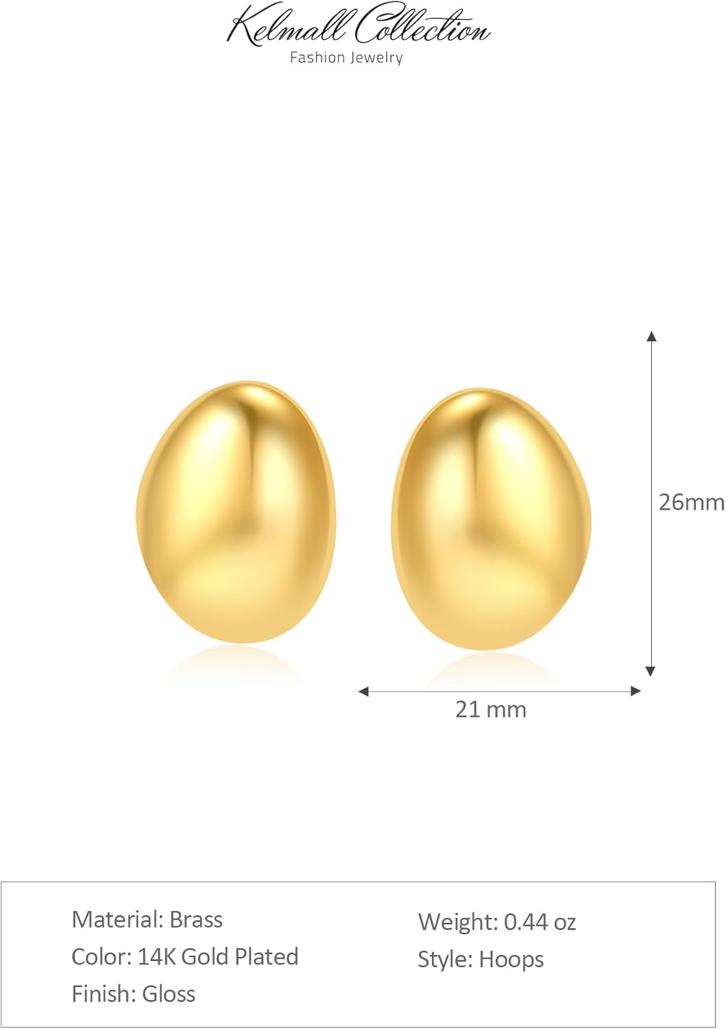 KELMALL 18K Gold Hoop Earrings for Women, Hypoallergenic Chunky Teardrop Round Non Tarnish Drop Statement Earrings for Sensitive Ears - Image 7