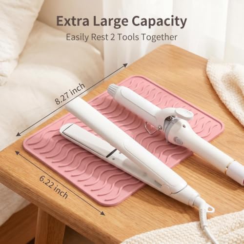 Silicone Heat Resistant Mat Sleeve, Hot Hair Tools Protective Pad, Portable Travel Heat Proof Case for Curling Iron, Hair Straightener, Pink miniatura 4
