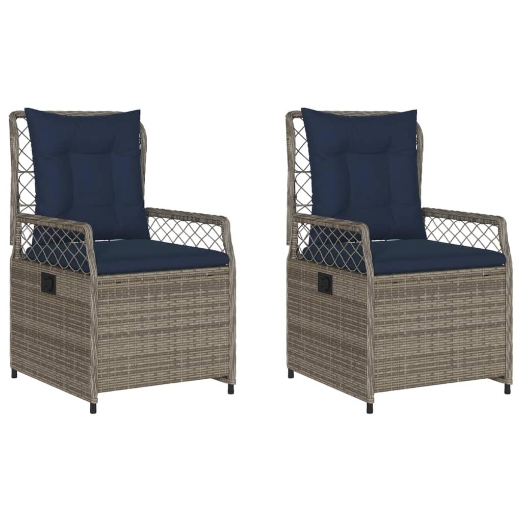 Chaises de jardin inclinables en résine tressée grise haut de gamme vidaXL