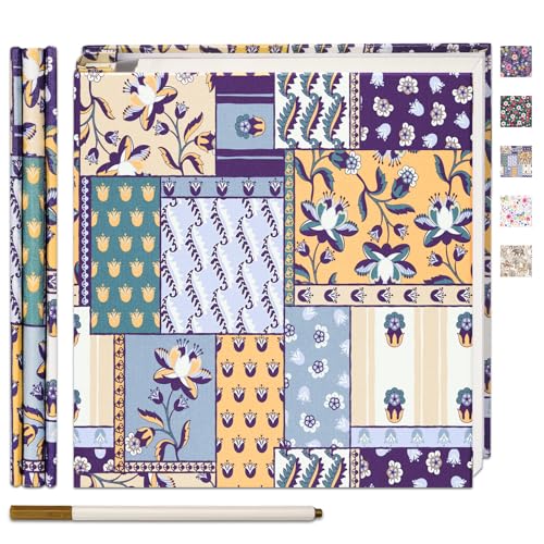 Vienrose Self Adhesive Photo Album for 6x4 Pictures, 28 x 27.3 cm Scrapbook with 20 Sheets (40 Pages), Memory Book for Travel, Weddings, Baby Albums with Retro Collage Cover