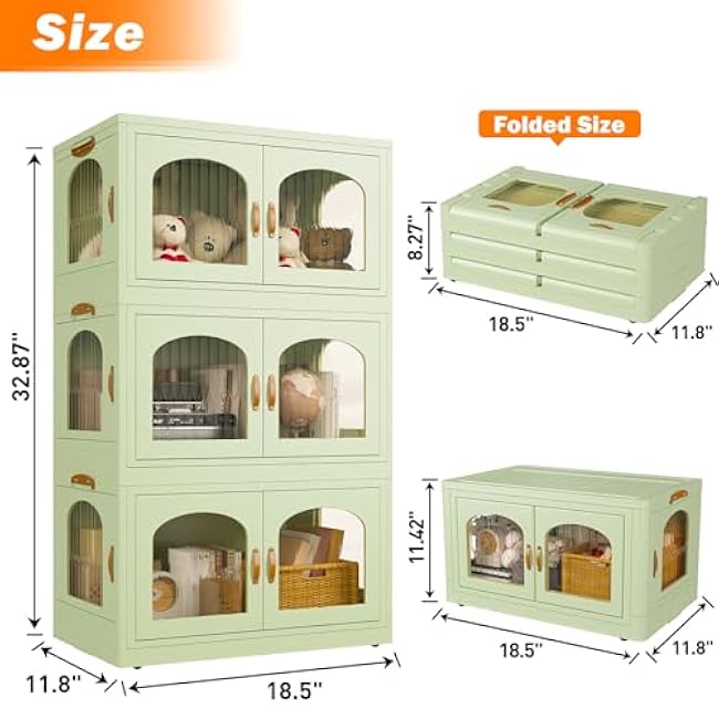 EnHomee 32GAL Storage Bins with Lid Large Stackable Storage Bins with Wheels and Door Storage Containers Box for Closet Organizers and Storage Plastic Drawer Storage for Bedroom Office Kitchen School