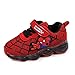 Scarpe da ginnastica luminose a LED per bambini, con luci a forma di Spiderman, Rosso, 25 EU