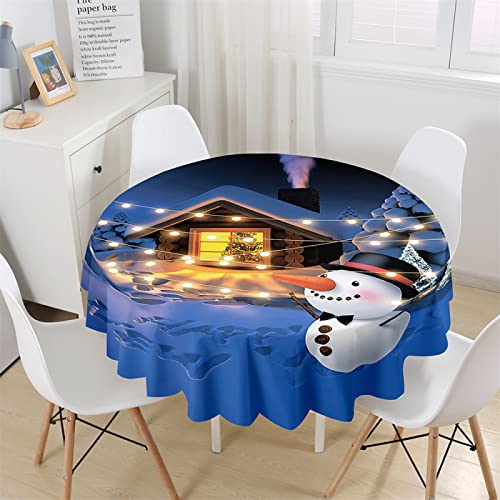 HOMEIEU Mantel Redondo De Poliéster con Estampado De Árboles De Navidad En 3D Decoración De Fiesta De Navidad Tela De Fondo De Mesa Mantel Impermeable Y A Prueba De Aceite Diameter 140cm Cover