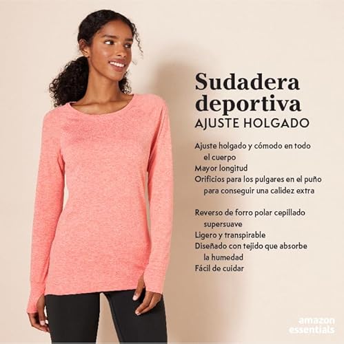 Amazon Essentials Camisa de Cuello Caja de Manga Larga, Elástica, Técnica y de Tejido Cepillado (Disponible en Tallas Grandes) Mujer, Azul Marino Teñido Multicolor, XS