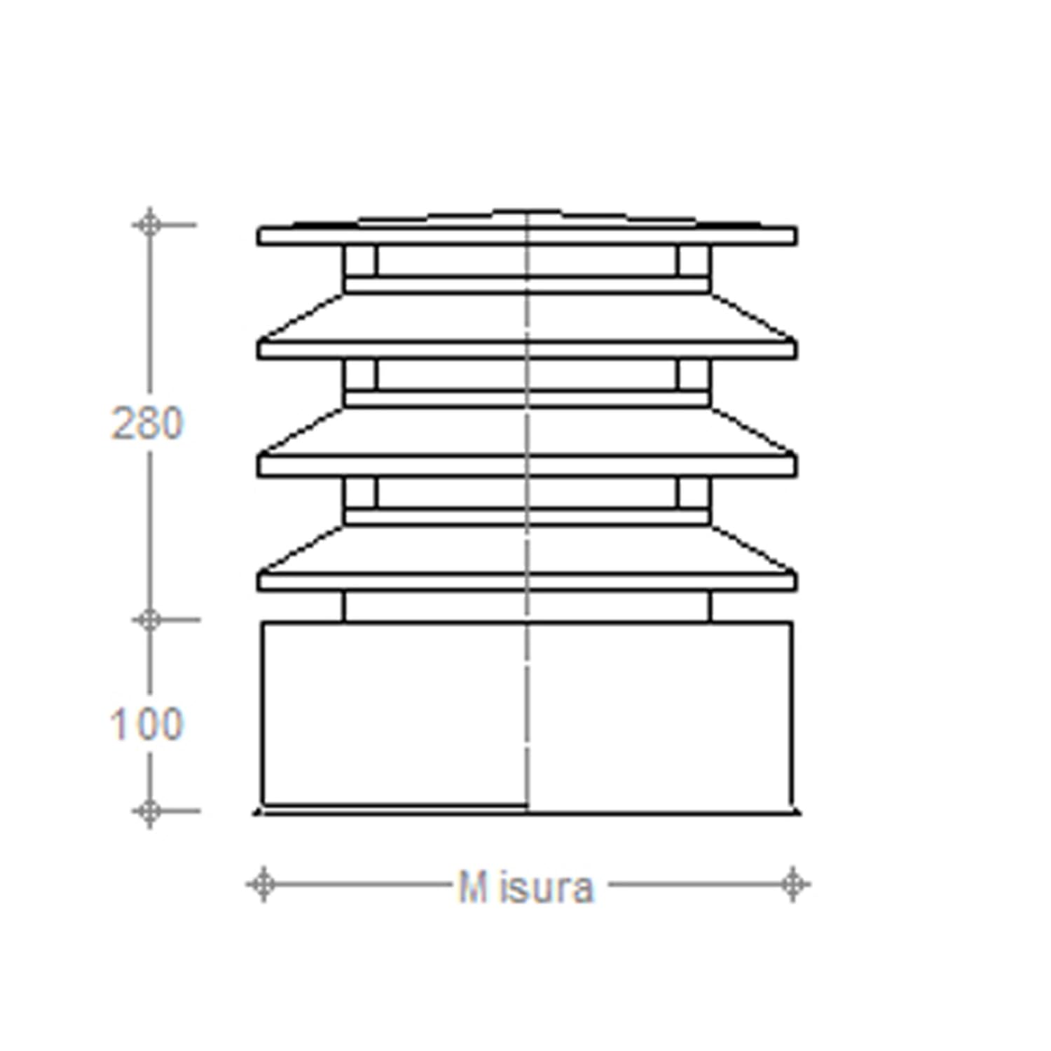 Terminale Architettonico Comignolo Antivento Canna Fumaria Acciaio INOX AISI 304 Fumaiolo Quadrato Per Camino (30x30)