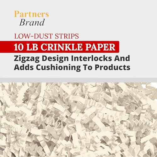 Image of BOX USA Ivory Crinkle Paper Filler (10lb) - Shredded Paper for Basket Stuffing, Shipping, Packaging, Confetti, Crafts & Holidays - Crinkle Cut
