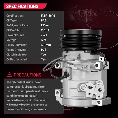 BDFHYK 158325 Air Conditioning A/C Compressor with Clutch Compatible with Toyota Tundra V8 4.6L 2010-2019, Tundra V8 5.7L 2007-2021