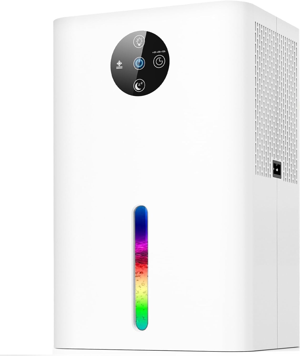 Deumidificatore Casa Elettrico Anti Muffa, Timer e Autospegnimento timer regolabile e luce a 7 colori, è perfetto per ambienti come bagno, camera o armadio (Blanc Air)