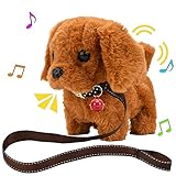 Juguetes Electrónicos Interactivos para Perros para Niños de 1 a 6 Años Juguete de Labrador de Peluche Perros de Juguete Simulación de Perro Juguetes Educativos para Cachorros para Niños Niñas (A)