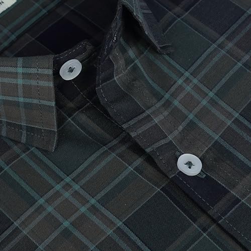 Image of GHPC 100% Cotton Checkered Half Sleeves Regular Fit Formal Shirt for Men