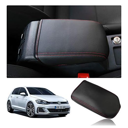 LFOTPP Golf 7 MK7 GTI GTE GTD mittarmstödsskydd, PU-läder armstöd mittkonsol skydd armstöd (röd)