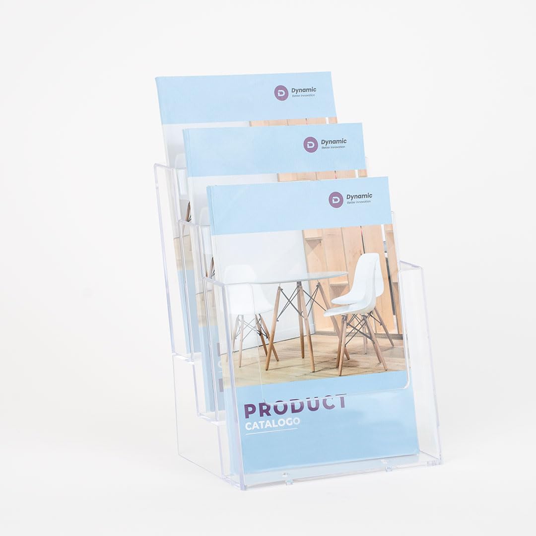 Danieli | Espositore Porta Depliant 3 posti A5 da Tavolo in Acrilico Trasparente - Espositore Brochure da tavolo - Espositore da banco Porta Volantini, Cartoline e Biglietti (5)