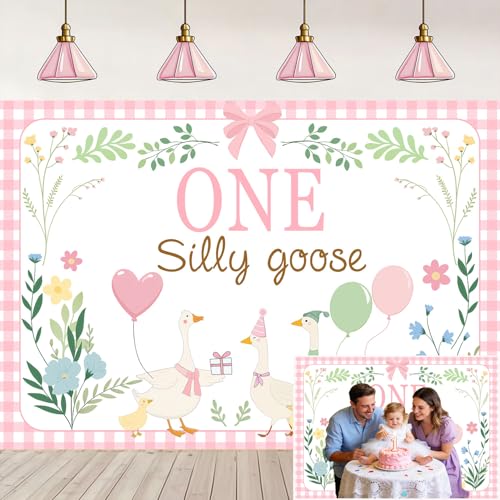Fondo Fotográfico One Silly Goose Rosa 7x5 ft miniatura 3
