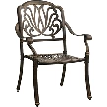 Set of 2 Bronze Cast Aluminum Garden Chairs, Rust Proof Outdoor Seating for Patio Dining or Lounging with Curved Armrests