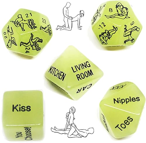 DYNLAB 5 Im Dunkeln Leuchtende Würfel, Romantische Und Lustige Würfel Bringen Spannung Und Spaß Ins Leben