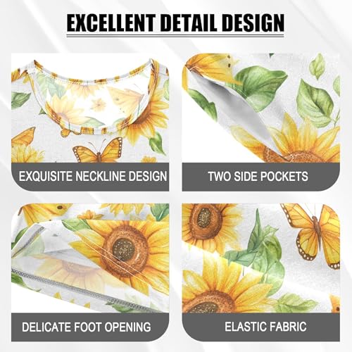 Butterfly Sunflower Pajama Set Pajamas Sleepwear Nightwear Loungewear Clothes Set B04039774