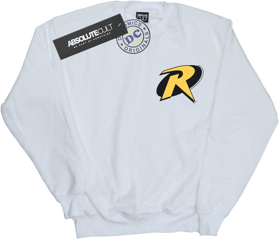 DC Comics Boys Batman Robin Logo Sweatshirt White 7-8 Years