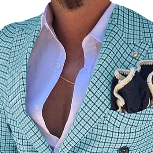 Men's Retro Tweed Houndstooth Suit Casual Solid Patch Plaid Blazer Notched Lapel Slim Sport Coats2