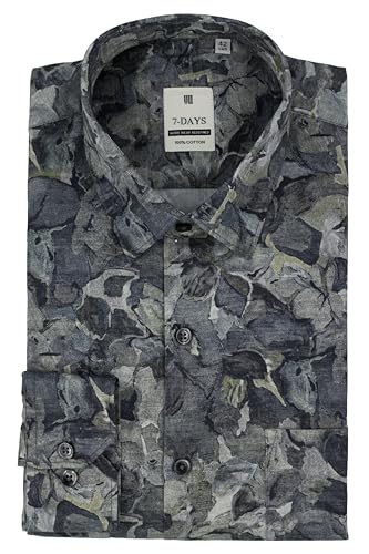Image of 7-DAYS Men's Premium Formal Printed Shirt - 100% Cotton, Regular Fit, Full Sleeves, with Pocket - Stylish for Special Occasions.