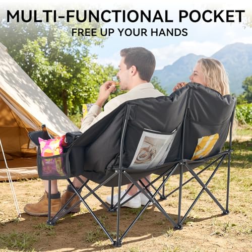 Image of Heavy Duty Double Camping Chair Oversized 2 Person Camp Loveseat