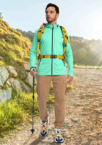 Image of Men's UPF 50+ Light Jacket Full Zip Sun Protection Hoodie Long Sleeve Sun Shirts for Men Hiking Fishing Zip Pockets