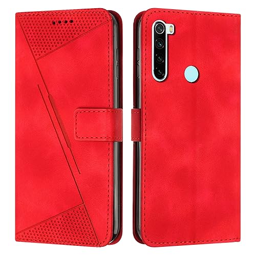Étui portefeuille pour Xiaomi Redmi Note 8T housse rouge à rabat avec dragonne