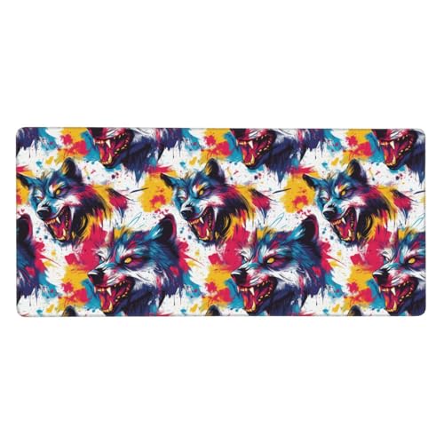 Tapis de bureau imprimé loup aquarelle, cadeau idéal pour PC