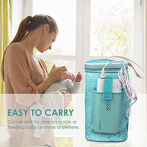 Yuehuam Aquecedor de mamadeira portátil para leite de bebê, bolsa de aquecimento portátil USB, bolsa