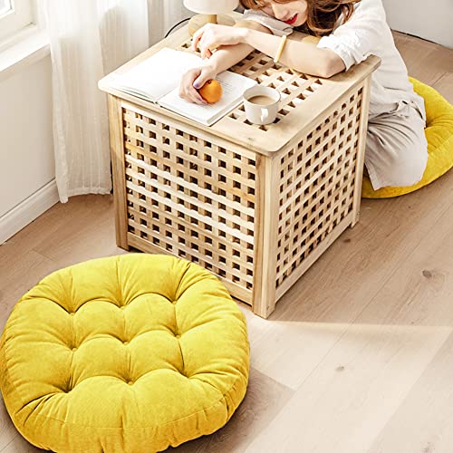 Sexysamba Round Floor Seat Pillows Cushions 22" X 22", Soft Thicken Yoga Meditation Cushion Pouf Tufted Corduroy Tatami Floor Pillow Reading Cushion Chair Pad Casual Seating For Adults & Kids, Yellow #TOP3