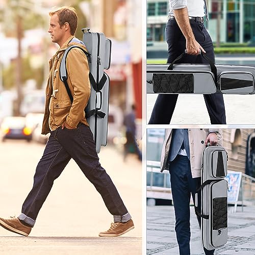GOBUROS 4x5 Pool Cue Case, Billiard Stick Carrying Case Holds 4 Butts and 5 Shafts, Soft Pool Stick Bag with Large Front Accessories Pockets and Shoulder Strap for Easy Carry - Image 6