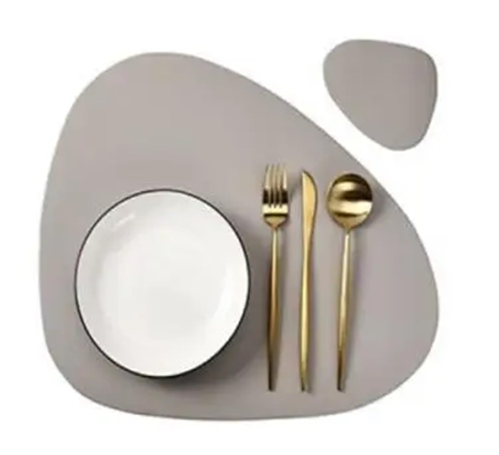Black Table Placemats and Coasters Oval Shaped Table Mats Pad Kitchen Accessories Place mat for Indoor & Outdoor(CD Cream Grey,4sets)