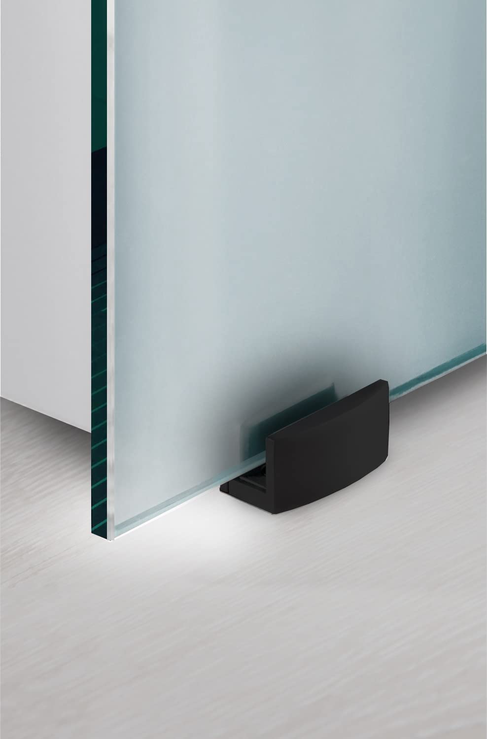 BOSS Black Puerta corredera del vidrio modelo CONFORT 90x215 cm (60/80/90 cm) Vidrio Satinado de 8 mm, patron arenado nanotratamiento Negra, kit completo de herrajes (90x215 cm, DERECHA)