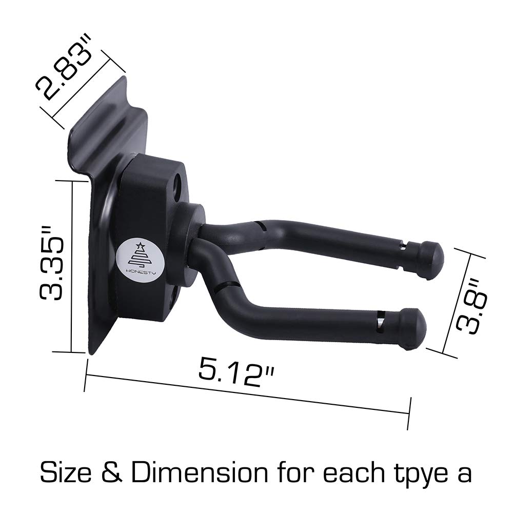 HONESTY 4-Pack Wall Guitar Hangers - Premium Black Hooks For Safe & Stylish Display