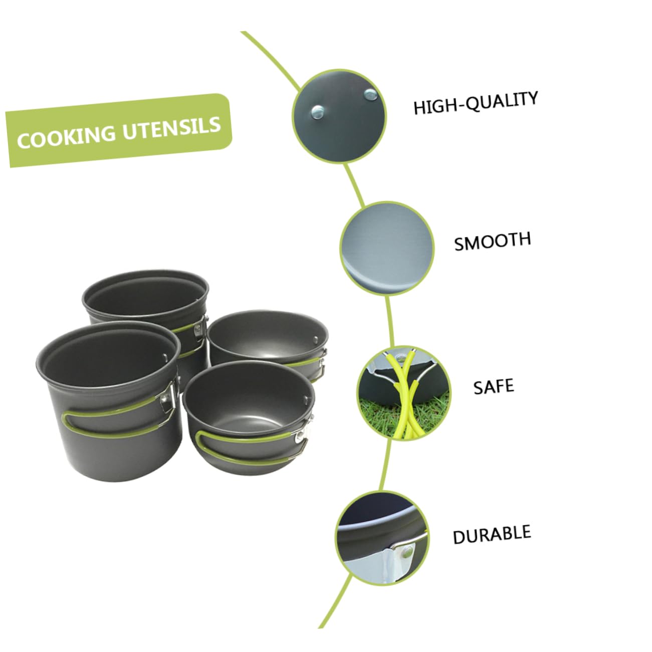 Juego de Cocina para Acampar de Aleación de Aluminio, 4 Piezas Portátil