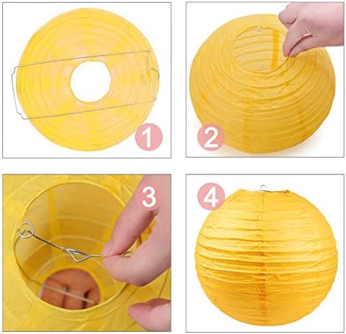 WEONE 10pcs Paper Lanterns, 12" Chinese Round Lanterns Hanging Garden Paper Lanterns Foldable Ball Lanterns with Assorted Colors for Birthday Baby Shower Wedding Party Home Ceiling Decoration