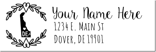 Miniatura 156 de State Love - Sello de dirección autoentintado para Texas, caja rosa, púrpura o negra, impresiones limpias y nítidas, diseño rectangular, tamaño 7/8
