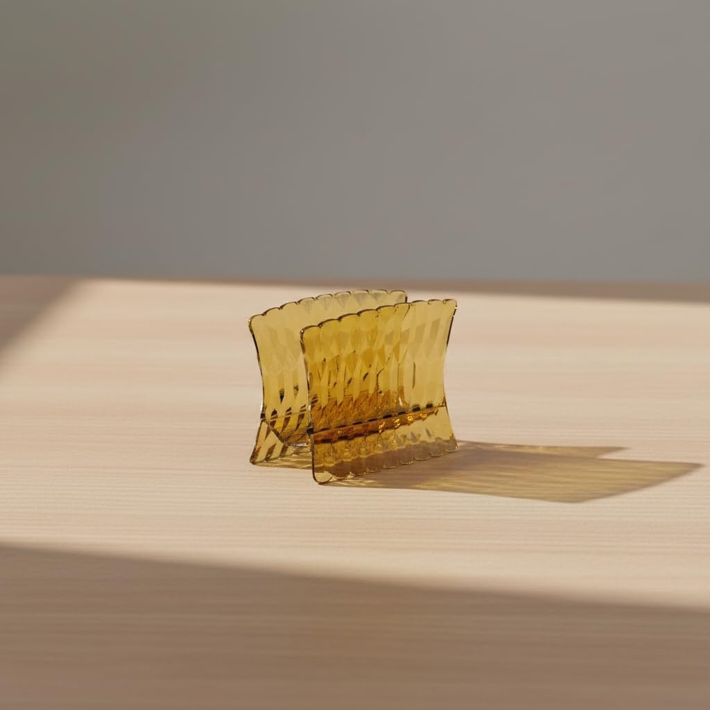 Guzzini Vanity Table Napkin Holder - Elegant Translucent Organizer with Stabilizing Feet - BPA-Free Crystal Acrylic Storage for Dining Table Decor, Made in Italy, Dishwasher Safe (Saffron Yellow)
