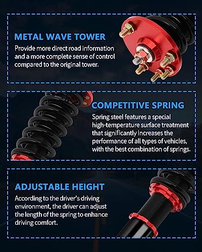 Eccpp Coilover Struts Spring Shocks Adjustable Coilovers Suspension Coilover Springs Shocks And Struts Full Set Fit For 2004-2008 For Acura Tsx /2003-2007 For Honda Accord #TOP3