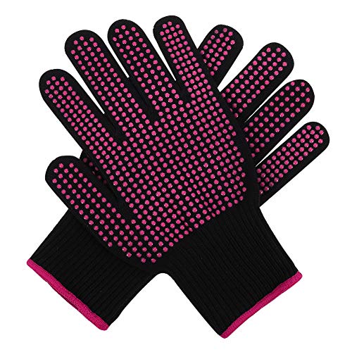 Weirui 1 Pair Heat-Resistant Gloves Non-Slip Gloves for Hair Styling Heat Proof Gloves with silicone dots