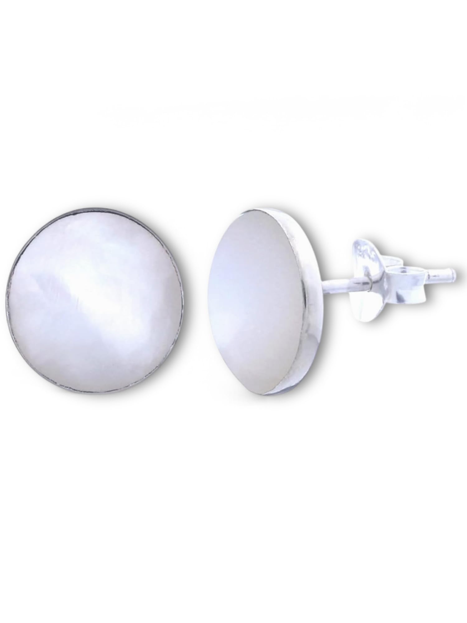 MadamLili | Perlmutt Ohrstecker aus 925 Sterling Silber | Runde Muschel Ohrringe | Muschelschmuck Damen | Geschenk für Frauen | Boho Schmuck | Nickelfrei & Allergikerfreundlich