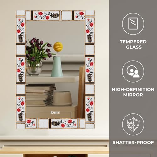 Image of KERLIX 12x18 Inch Rectangular Wall Mirror- CNC Polished Finish, Modern Decorative Mirror for Bathroom, Bedroom, Living Room & Entryway