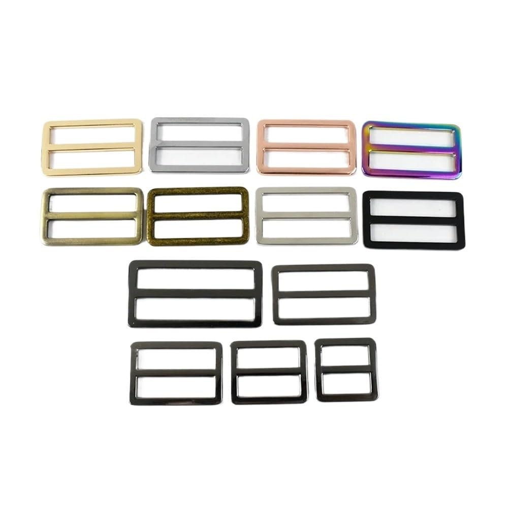 10/20 hebillas de metal de 20 a 50 mm para correa de bolsa, deslizador, cierre de ajuste tri deslizante, cincha, mochila, ganchos, bucles, accesorios de bricolaje