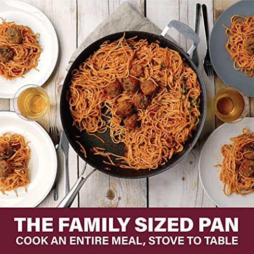 Granitestone Pro 14” Frying Pan Nonstick Extra Large Hard Anodized Frying Pan With Ultra Nonstick Coating, Family Sized Open Skillet With Stay Cool Rubberized & Helper Handle, Oven & Dishwasher Safe #TOP3