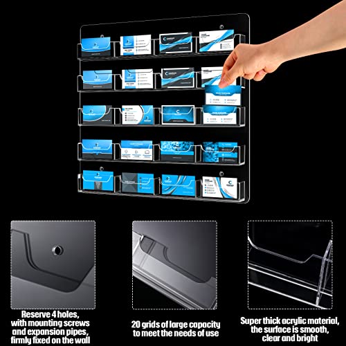 Hillban Acrylic Business Card Holder Wall Mount Office, 20 Pockets by Hillban - Image 3
