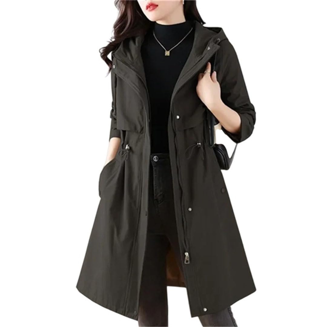 Women Spring Autumn Long Trench Coat Hooded Outerwear Trenchcoats Overcoat Lady Tops Loose Cloak Coats