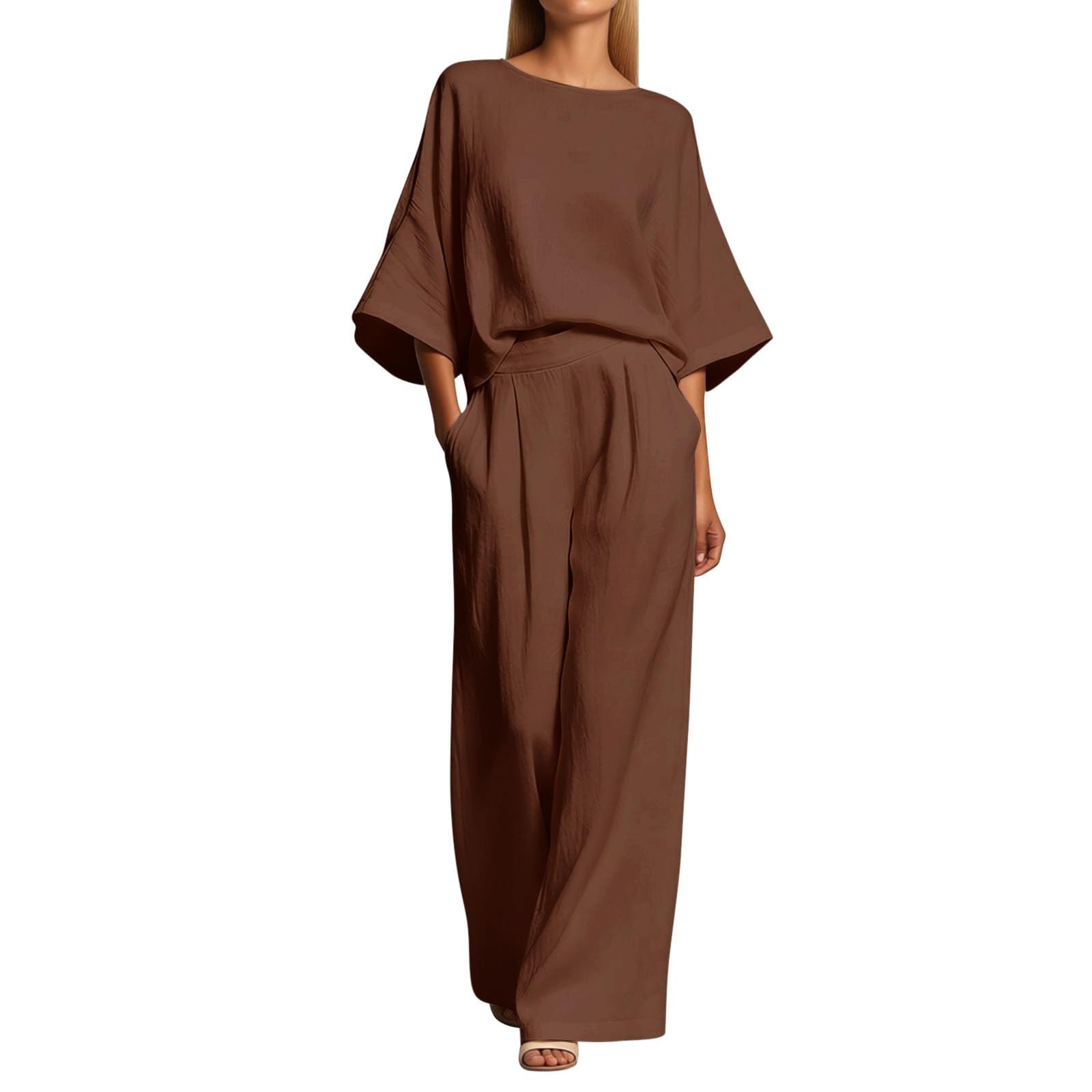 Completo Donna Elegante 3 Pezzi - Abbigliamento Donna Elegante Casual Pantaloni a Maniche Svasate per L'Uso Quotidiano
