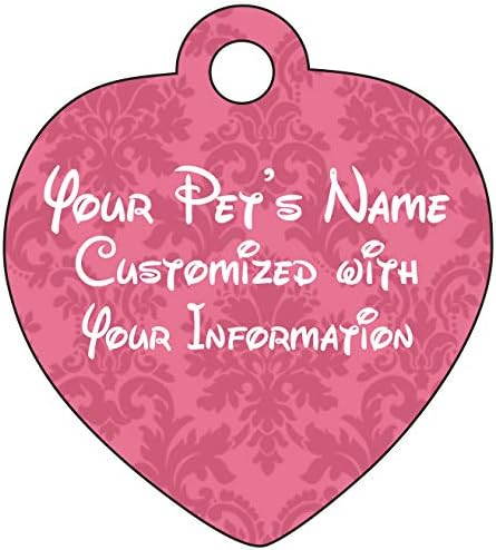 Cute Pink Floral Pattern Damask Pet Id Tag for Dogs & Cats | Personalized for Your Pet